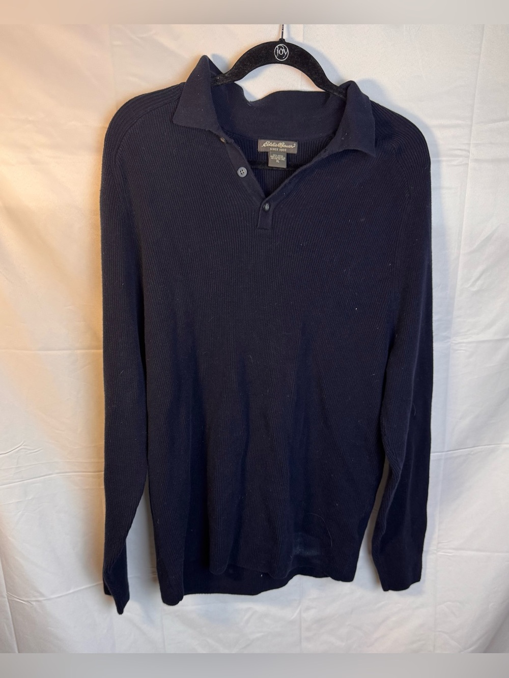 Eddie Bauer Navy Button-Up Cotton Sweater